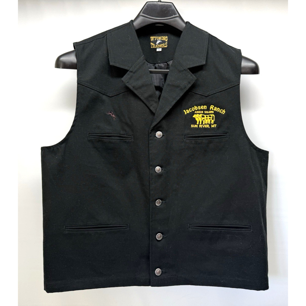 WYOMING TRADERS Bronco Mens XL Black Canvas Button Up Western Vest